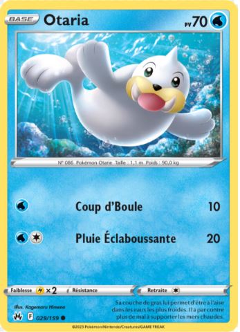 029/159 Carte Pokémon Otaria commune Epée et Bouclier EB12.5 Zénith Suprême