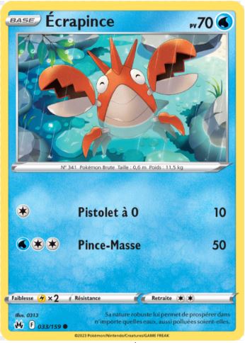 033/159 Carte Pokémon Ecrapince commune Epée et Bouclier EB12.5 Zénith Suprême