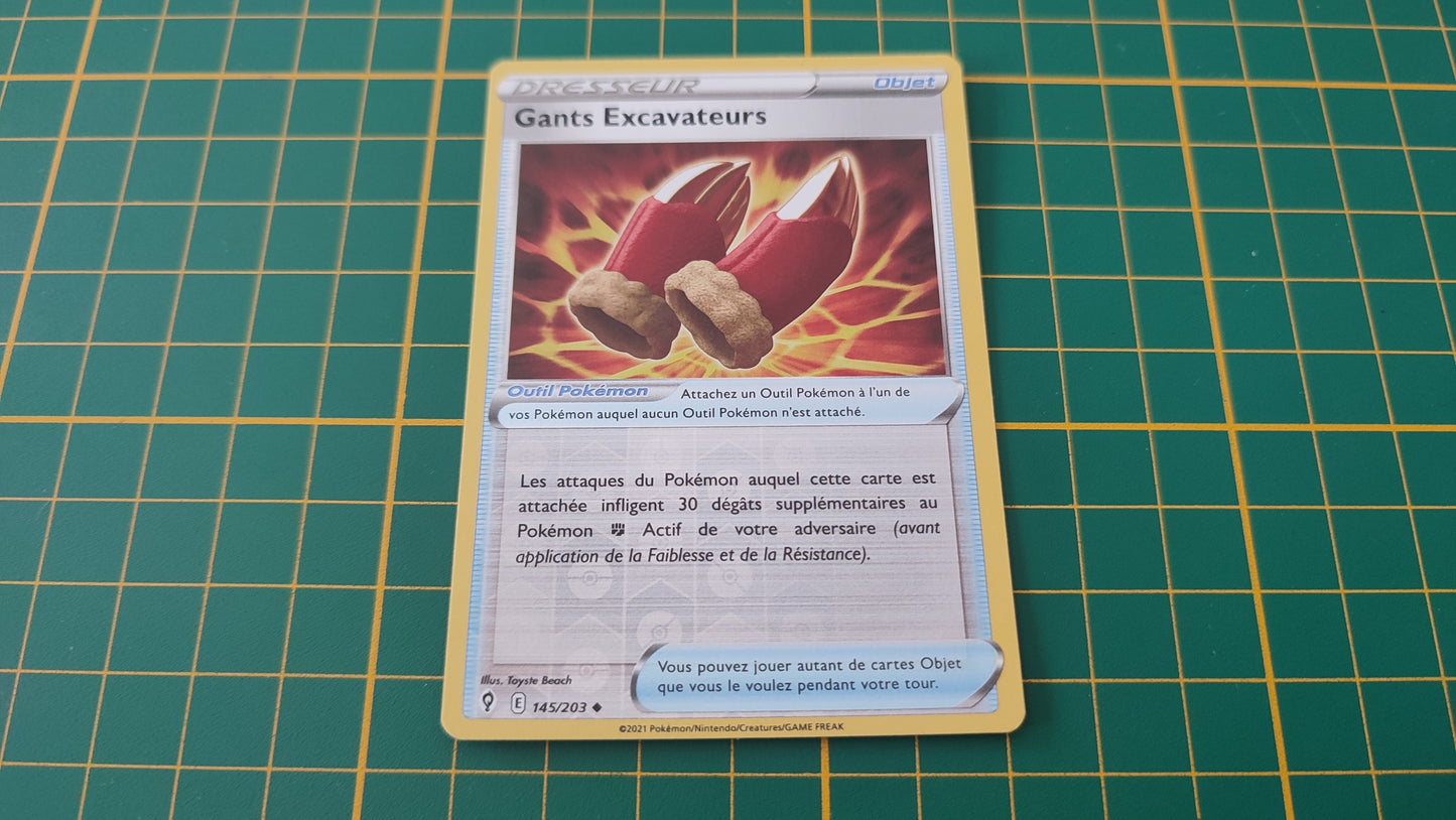 145/203 Carte Pokémon Gants Excavateurs peu commune reverse Epée et Bouclier EB07 Evolution Céleste #B10
