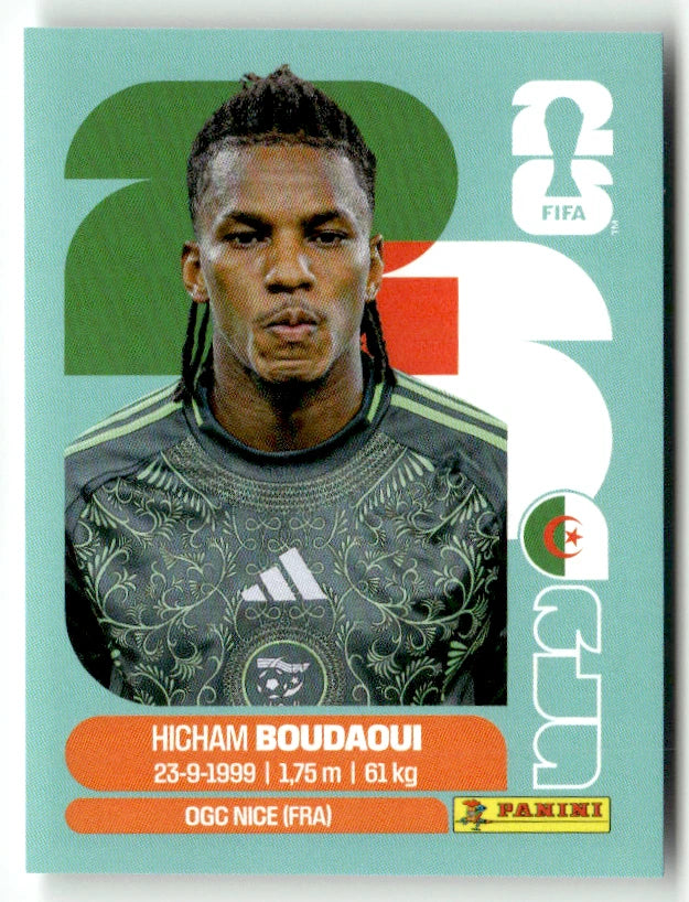 ALG 10 Hicham Boudaoui - Sticker autocollant Panini Coupe du Monde FIFA 2026 Algérie - Pièce détachée