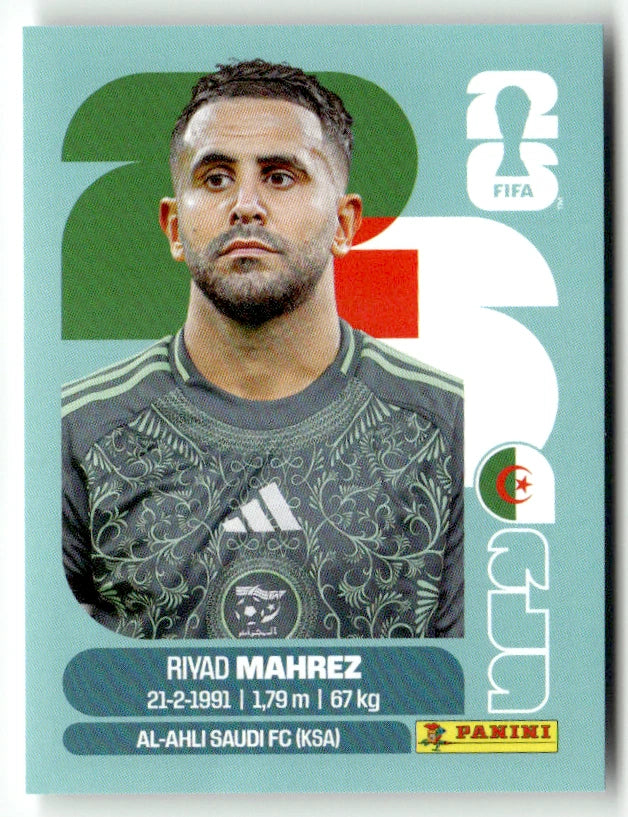 ALG 15 Riyad MAHREZ - Sticker autocollant Panini Coupe du Monde FIFA 2026 Algérie - Pièce détachée