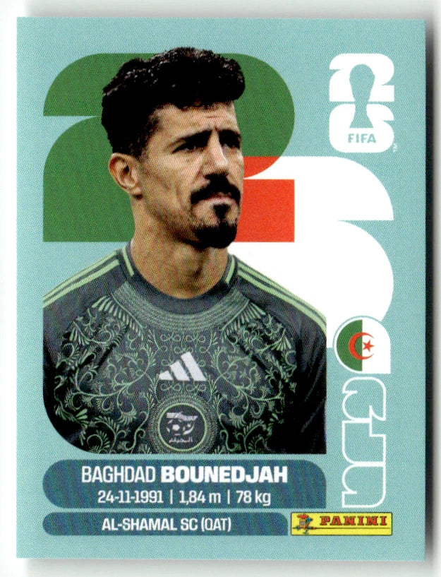 ALG 19 Baghdad Bounedjah - Sticker autocollant Panini Coupe du Monde FIFA 2026 Algérie - Pièce détachée