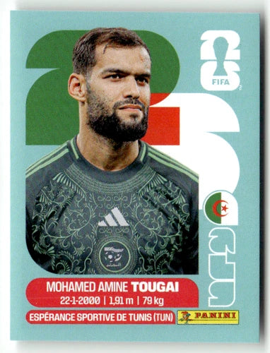 ALG 6 Mohamed Amine Tougaï - Sticker autocollant Panini Coupe du Monde FIFA 2026 Algérie - Pièce détachée