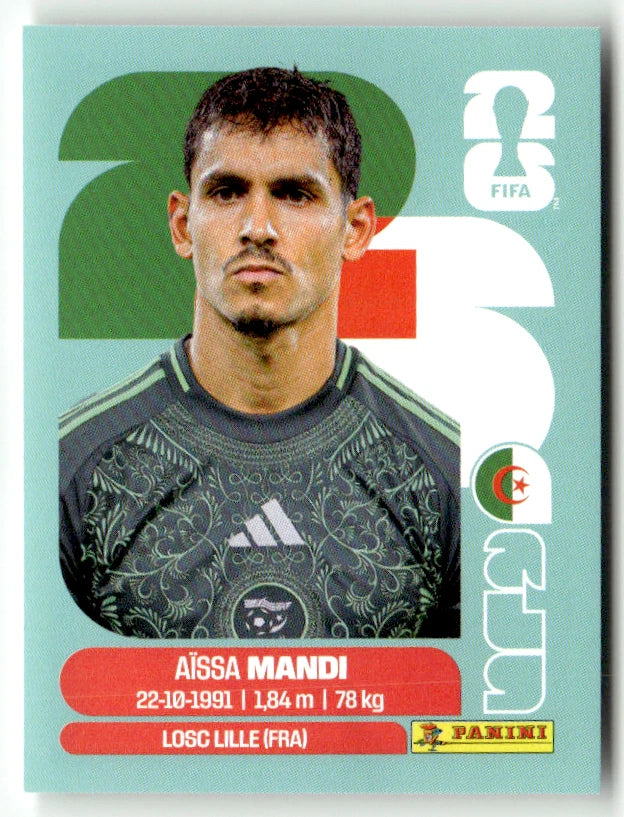 ALG 7 Aïssa Mandi - Sticker autocollant Panini Coupe du Monde FIFA 2026 Algérie - Pièce détachée