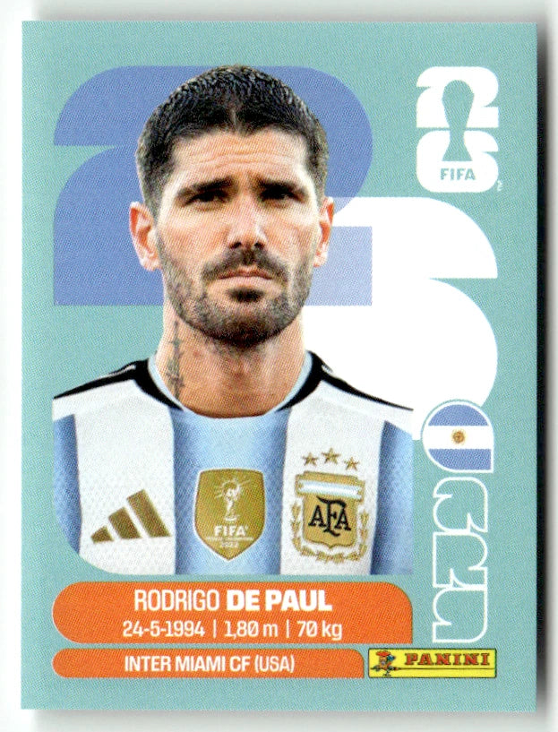 ARG 10 Rodrigo de Paul - Sticker autocollant Panini Coupe du Monde FIFA 2026 Argentine - Pièce détachée