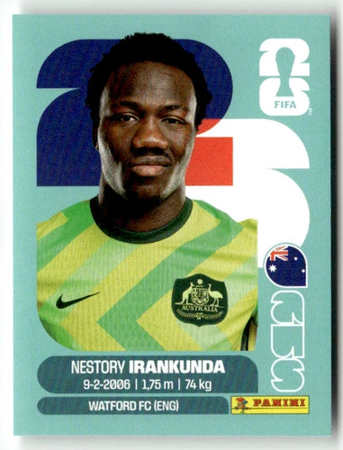 AUS 19 Nestory Irankunda - Sticker autocollant Panini Coupe du Monde FIFA 2026 Australie - Pièce détachée