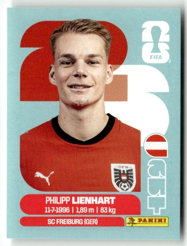AUT 6 Philipp Lienhart - Sticker autocollant Panini Coupe du Monde FIFA 2026 Autriche - Pièce détachée