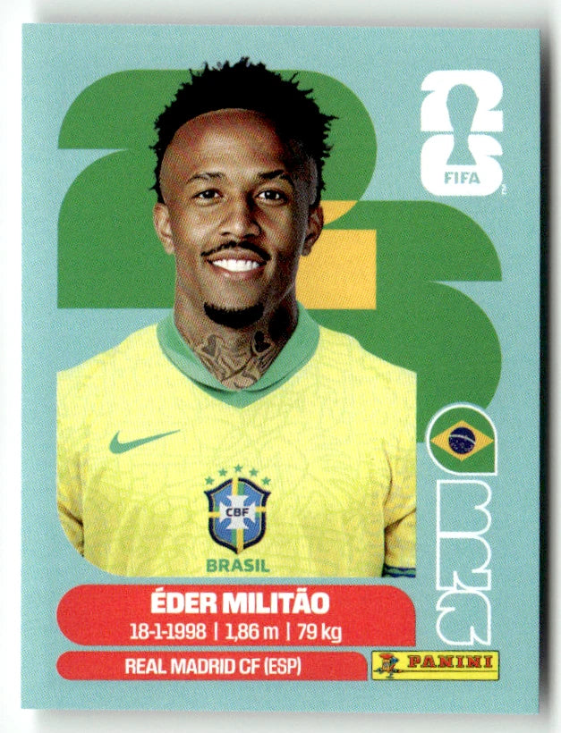 BRA 5 Eder Militao - Sticker autocollant Panini Coupe du Monde FIFA 2026 Brésil - Pièce détachée