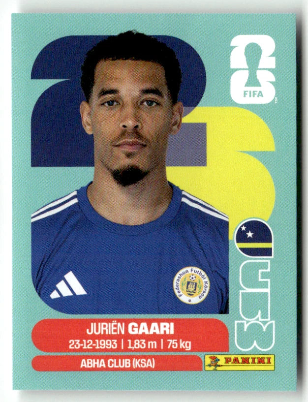 CUW 5 Jurien Gaari - Sticker autocollant Panini Coupe du Monde FIFA 2026 Curaçao - Pièce détachée
