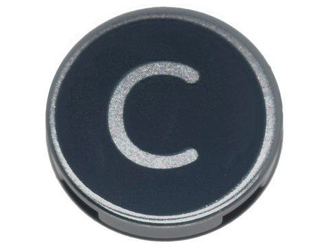Carreau rond 2 x 2 avec support à tenon inférieur et motif lettre C 14769pb0424 pièce détachée Lego Titanic 10294