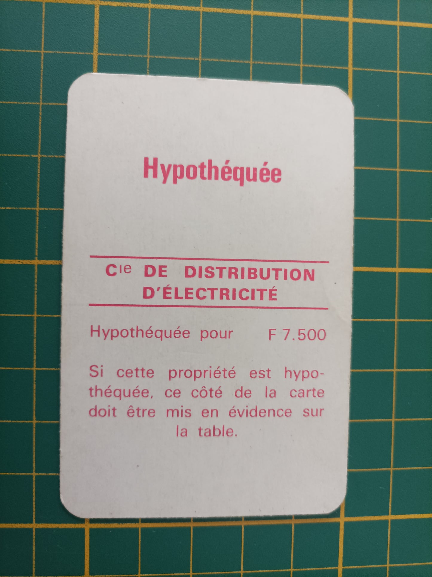 Carte Compagnie de distribution d'électricité pièce détachée jeu de société Monopoly Miro Meccano #E40