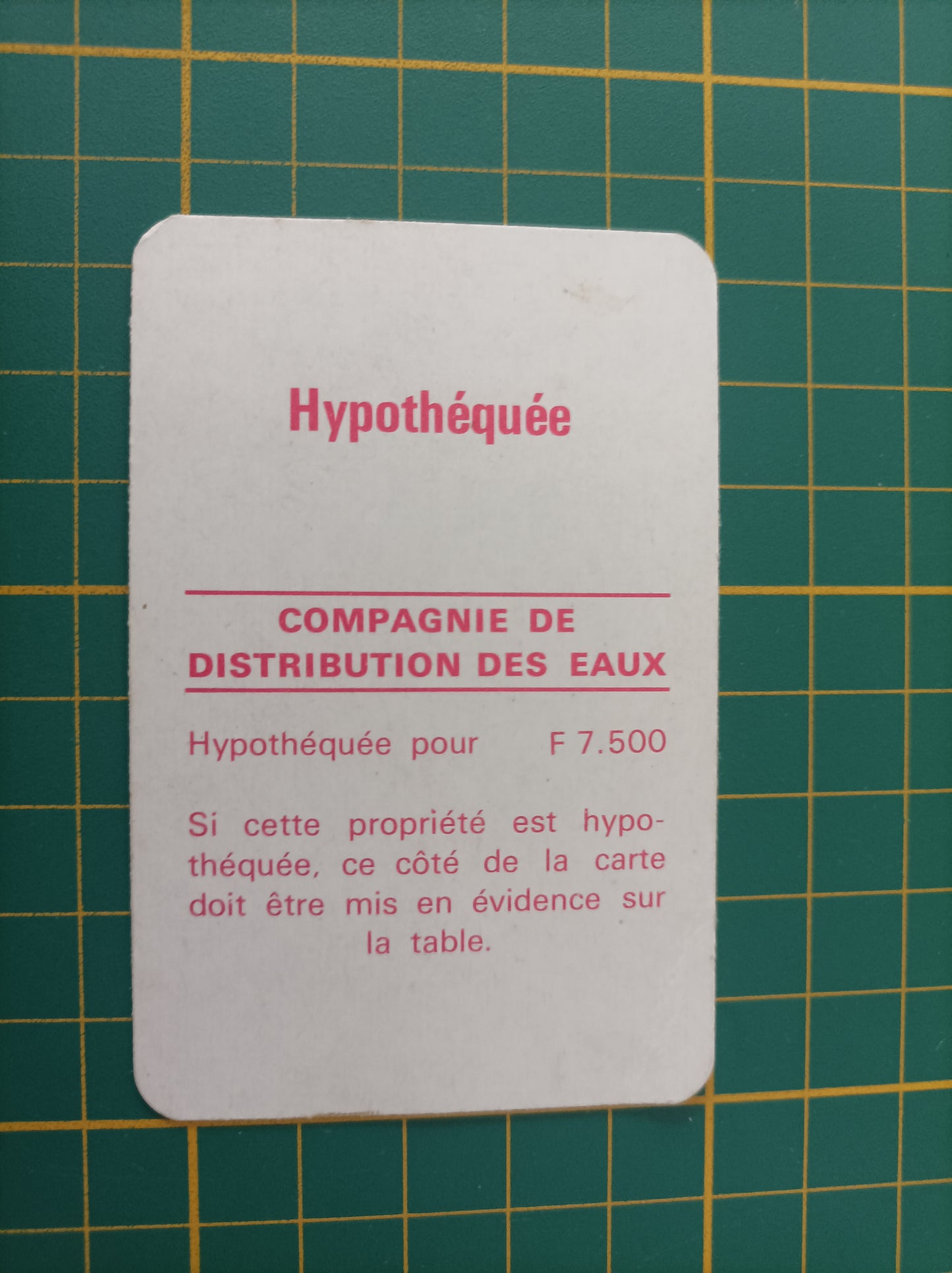 Carte Compagnie de distribution des eaux pièce détachée jeu de société Monopoly Miro Meccano #E40