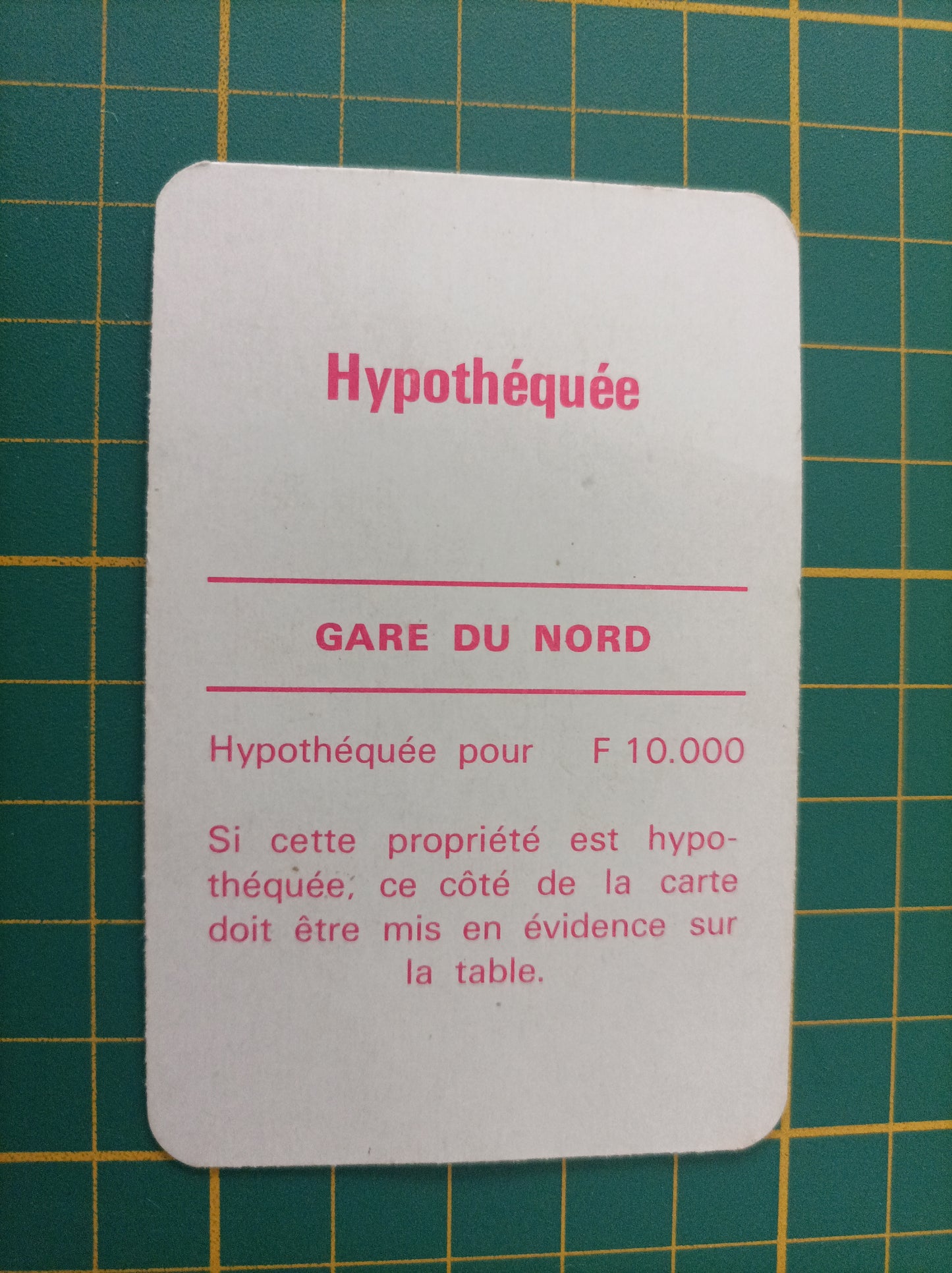 Carte Gare du Nord pièce détachée jeu de société Monopoly Miro Meccano #E40