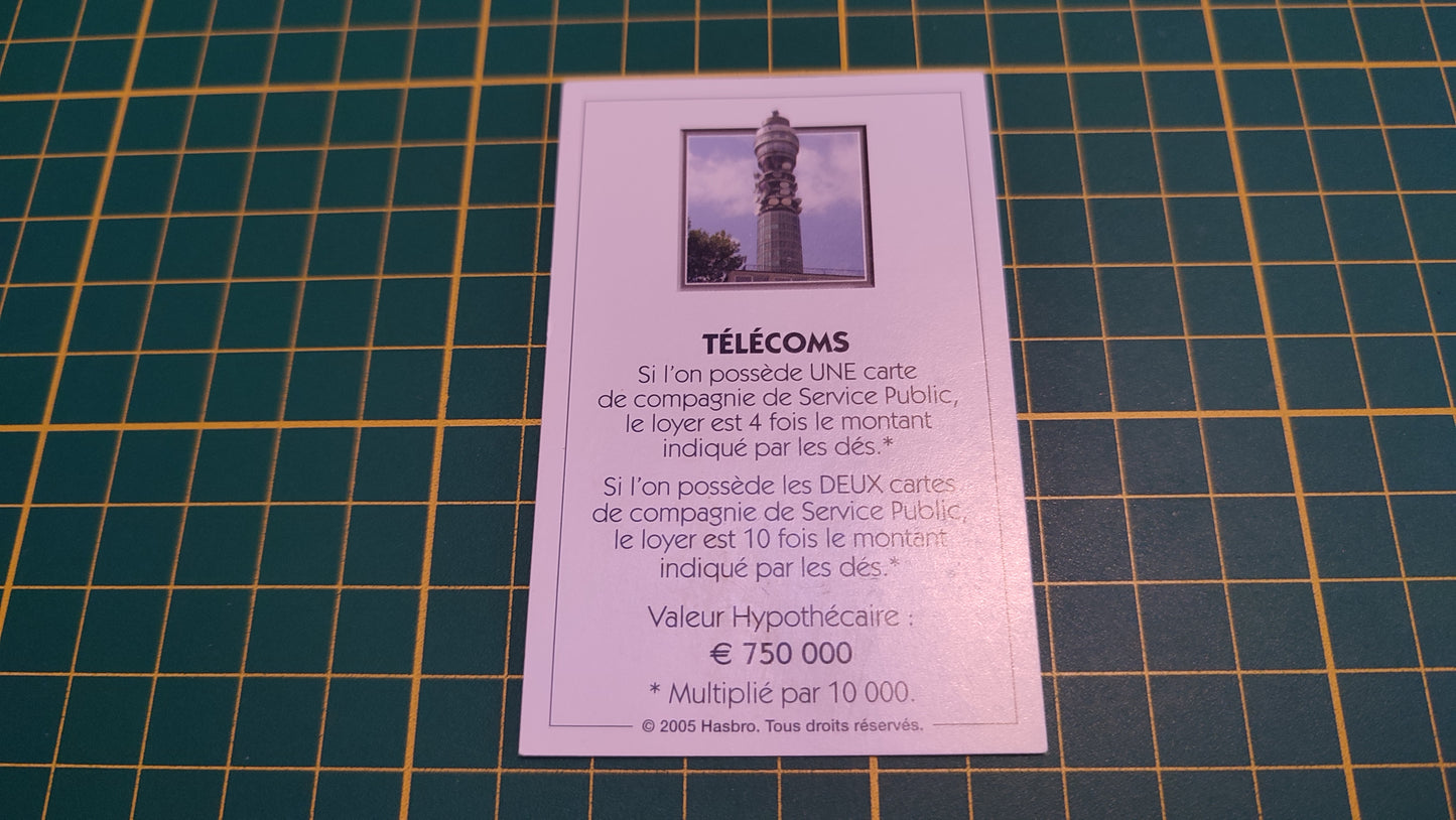 Carte Télécoms pièce détachée jeu de société Monopoly Et si le Monopoly était inventé aujourd'hui #C22