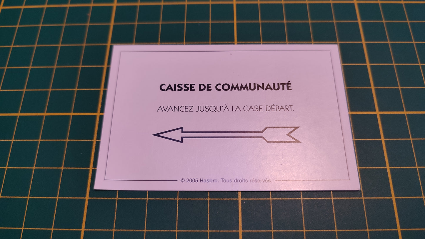 Carte caisse de communauté case départ pièce détachée jeu de société Monopoly Et si le Monopoly était inventé aujourd'hui #C22