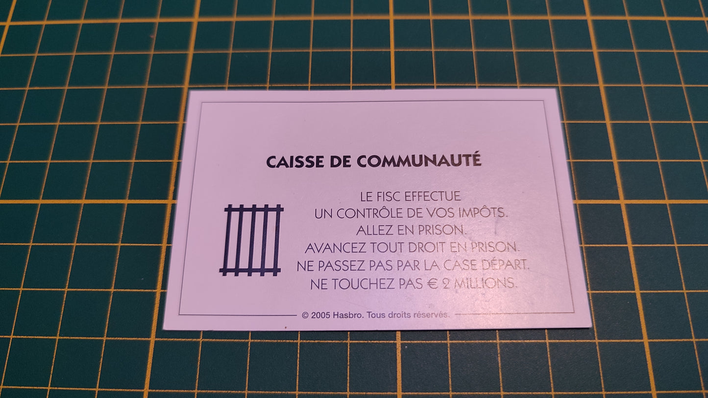 Carte caisse de communauté contrôle de vos impôts pièce détachée jeu de société Monopoly Et si le Monopoly était inventé aujourd'hui #C22