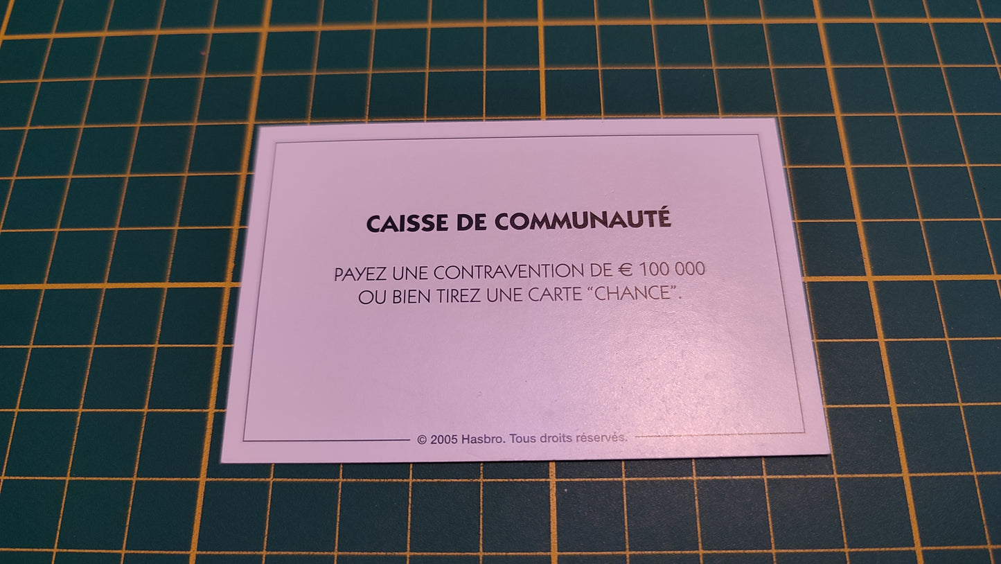 Carte caisse de communauté payez une contravention pièce détachée jeu de société Monopoly Et si le Monopoly était inventé aujourd'hui #C22