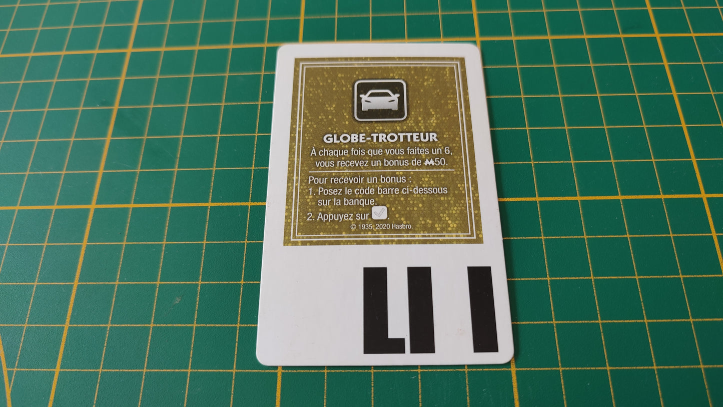 Carte explication globe-trotteur pièce détachée jeu de société Monopoly Super électronique #D75