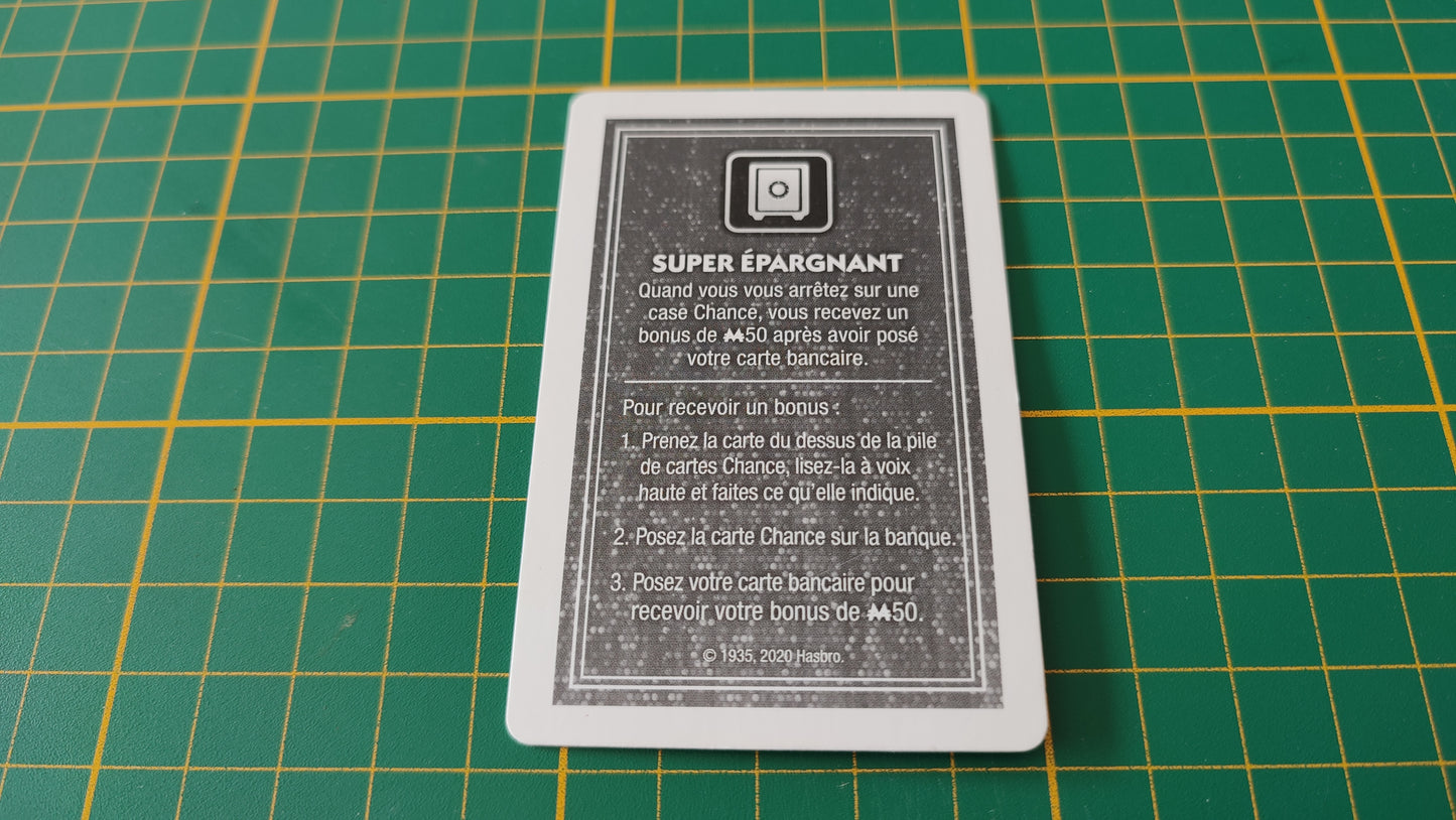 Carte explication super épargnant pièce détachée jeu de société Monopoly Super électronique #D75