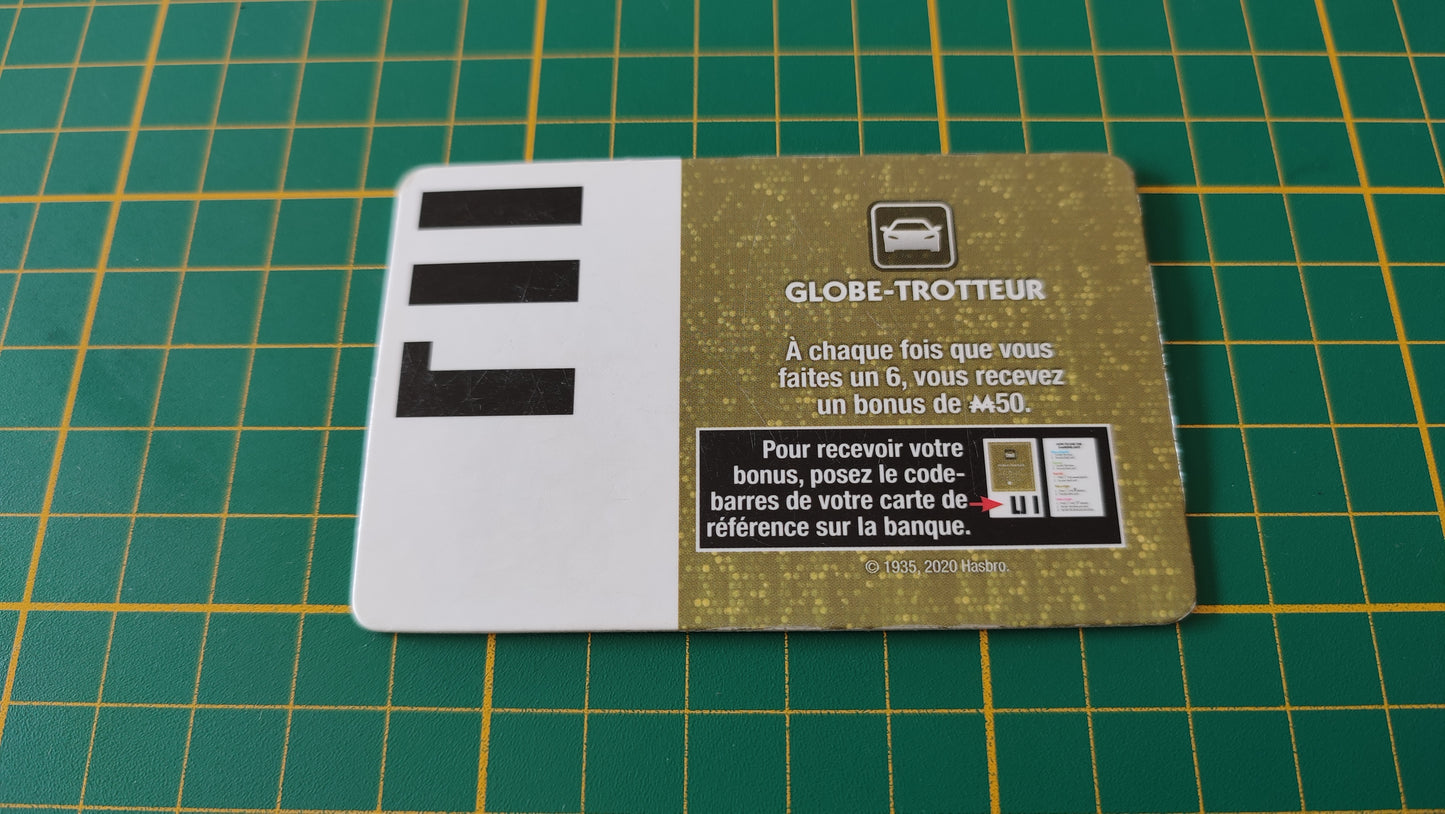 Carte globe-trotteur pièce détachée jeu de société Monopoly Super électronique #D75