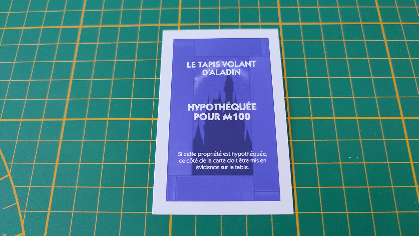 Carte le tapis volant d'Aladin pièce détachée jeu de société Monopoly Disney éditions Hasbro #B94