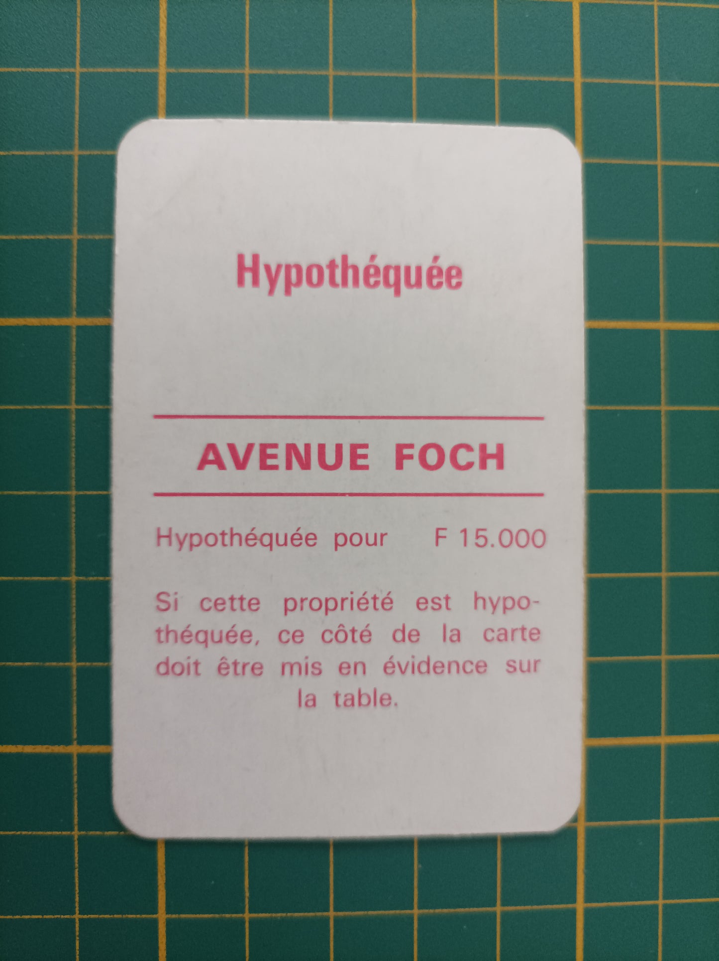 Carte propriété Avenue Foch pièce détachée jeu de société Monopoly Miro Meccano #E40