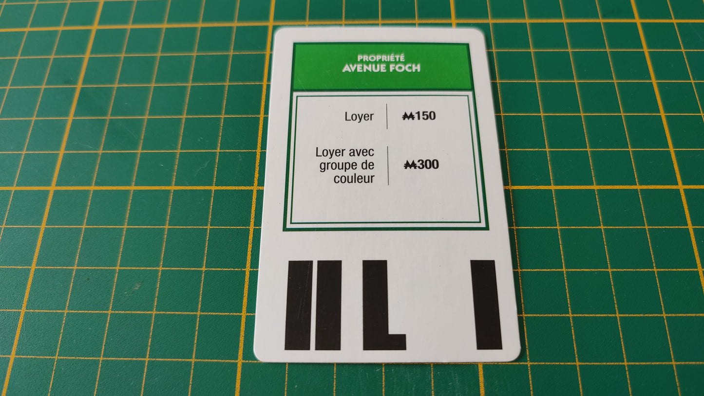 Carte propriété Avenue Foch pièce détachée jeu de société Monopoly Super électronique #D75