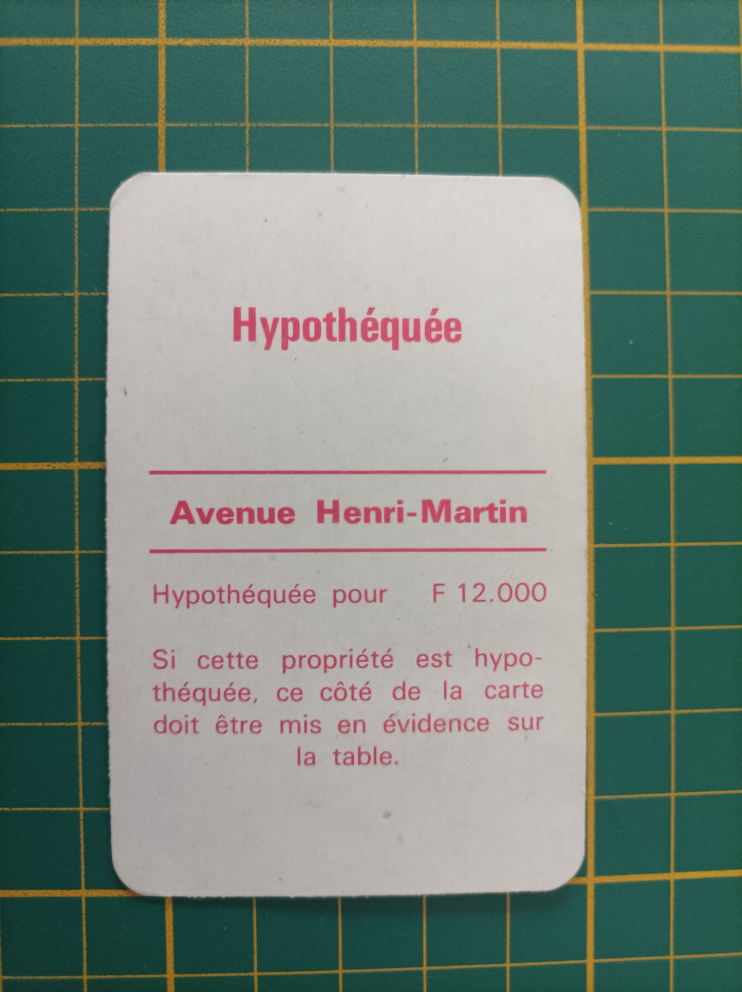 Carte propriété Avenue Henri-Martin pièce détachée jeu de société Monopoly Miro Meccano #E40