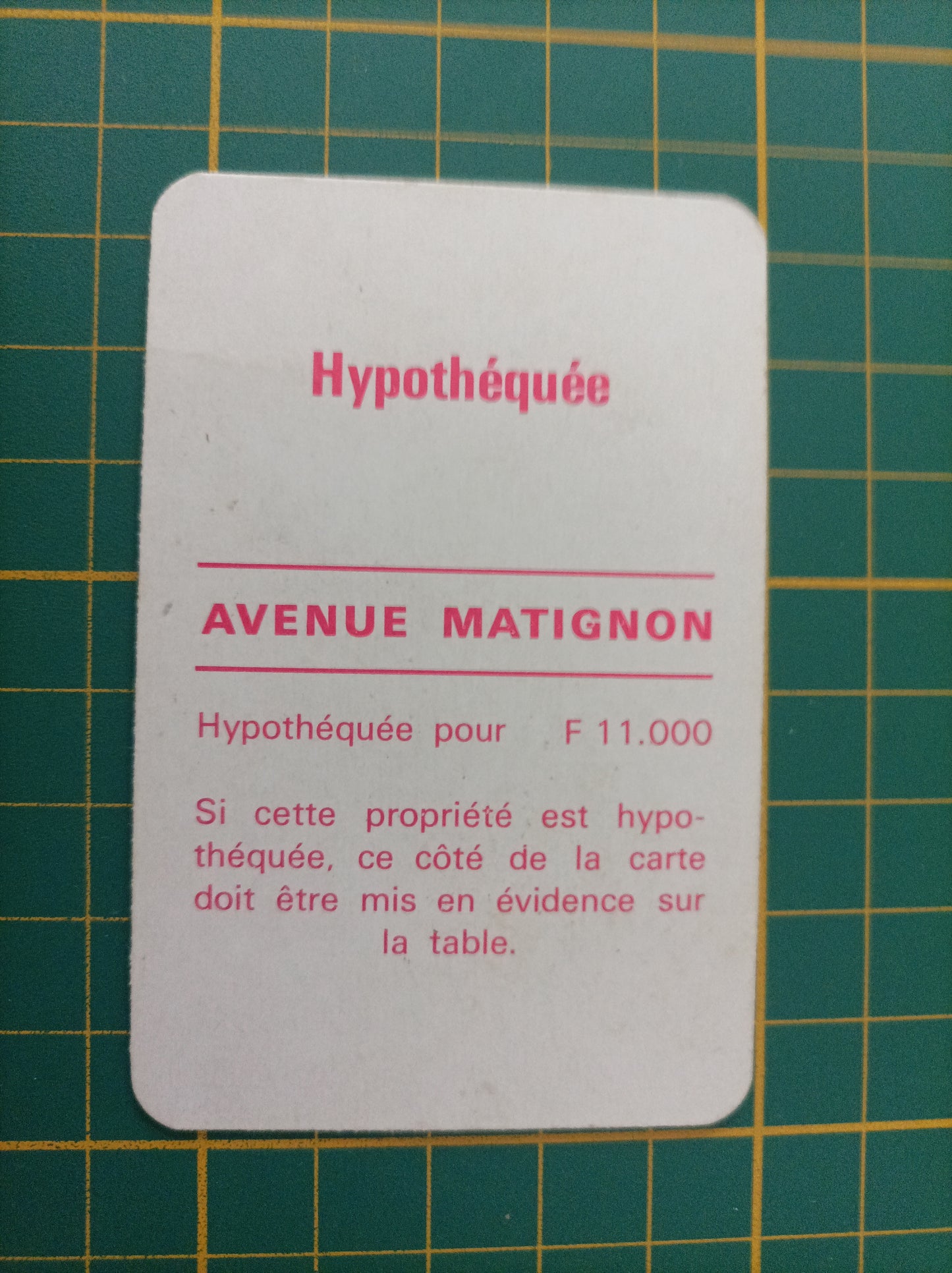 Carte propriété Avenue Matignon pièce détachée jeu de société Monopoly Miro Meccano #E40