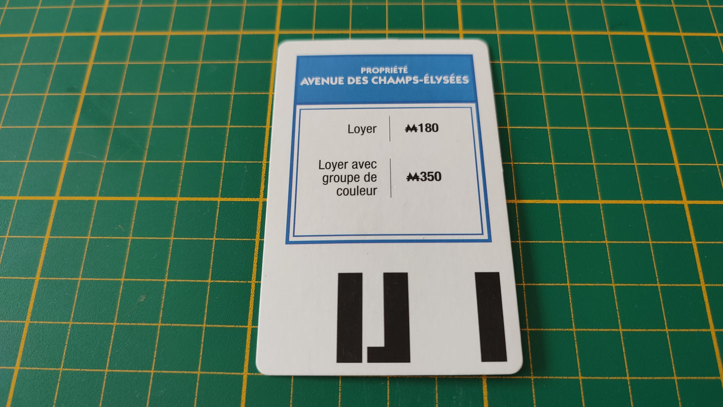 Carte propriété Avenue des Champs-Elysées pièce détachée jeu de société Monopoly Super électronique #D75