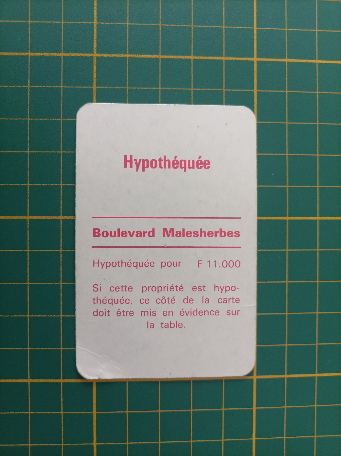 Carte propriété Boulevard Malesherbes pièce détachée jeu de société Monopoly Miro Meccano #E40