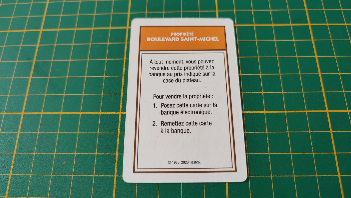 Carte propriété Boulevard Saint-Michel pièce détachée jeu de société Monopoly Super électronique #D75