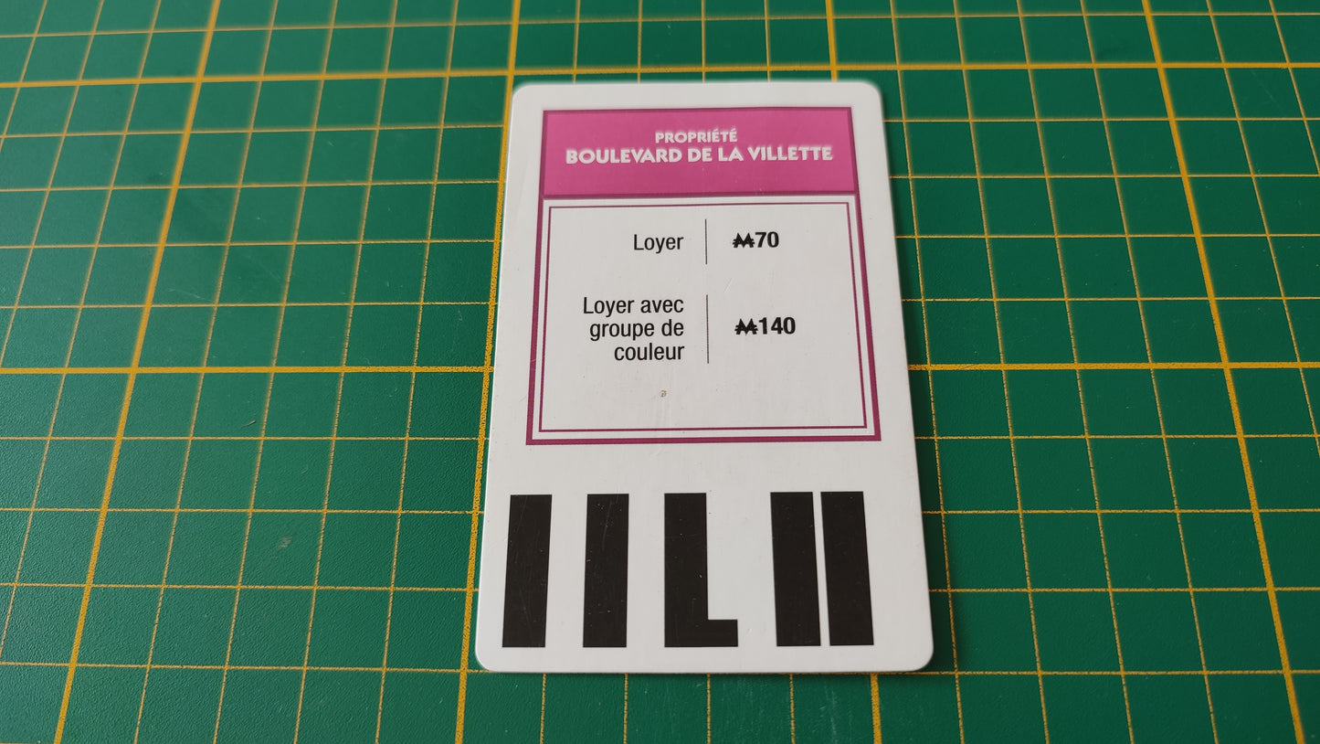 Carte propriété Boulevard de la villette pièce détachée jeu de société Monopoly Super électronique #D75