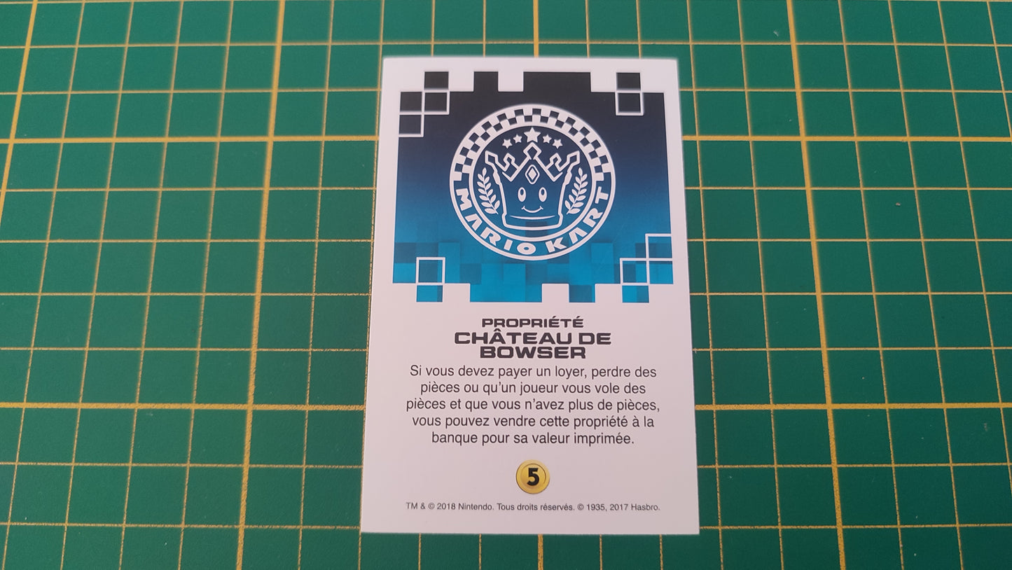 Carte propriété Chateau de Bowser jeu de société Monopoly Gamer Mario Kart Hasbro pièce détachée #E82