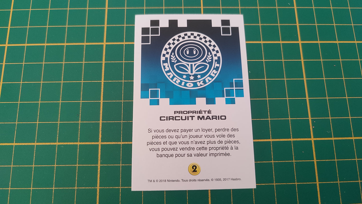 Carte propriété Circuit Mario jeu de société Monopoly Gamer Mario Kart Hasbro pièce détachée #E82