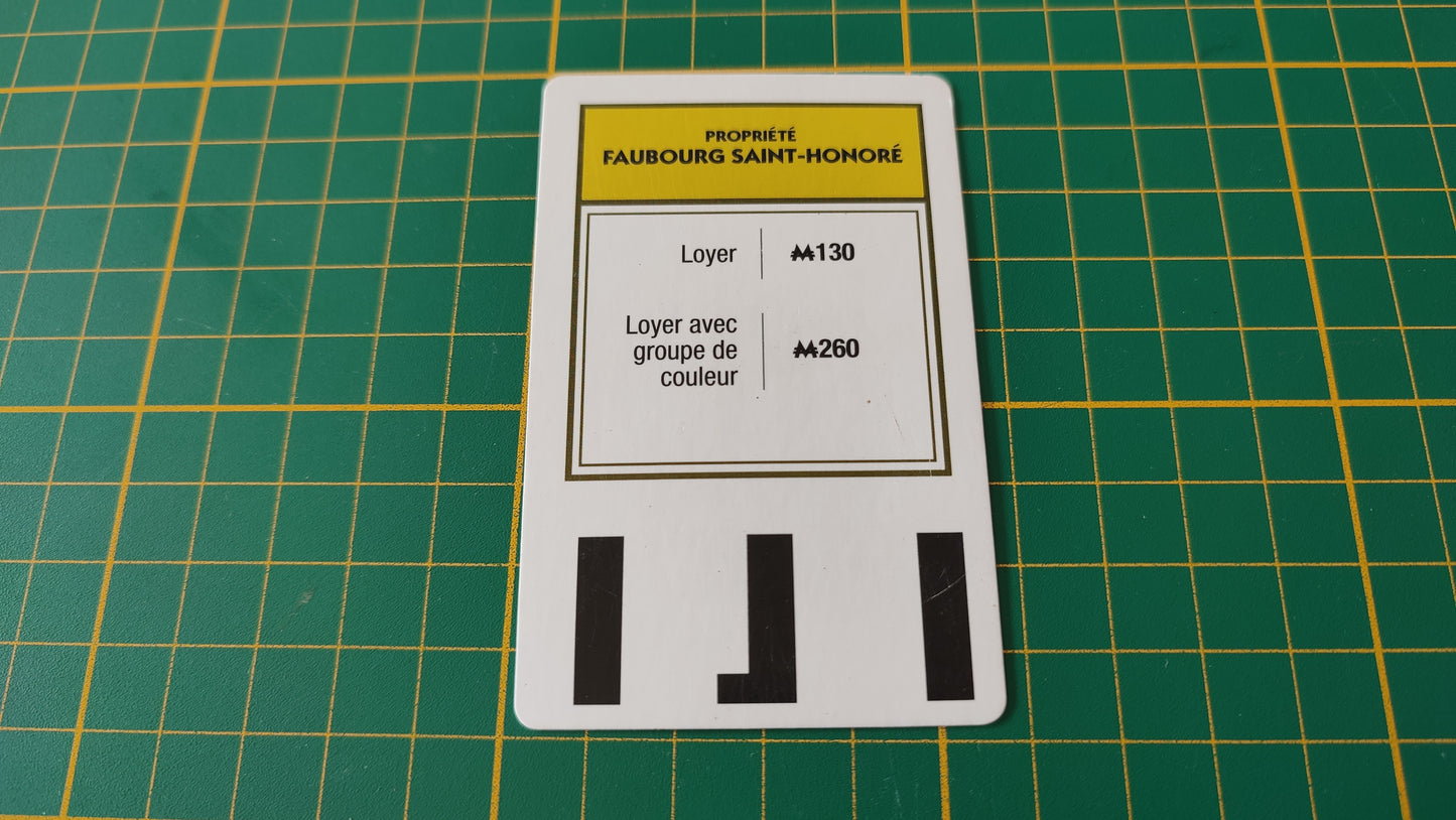 Carte propriété Faubourg Saint-Honoré pièce détachée jeu de société Monopoly Super électronique #D75