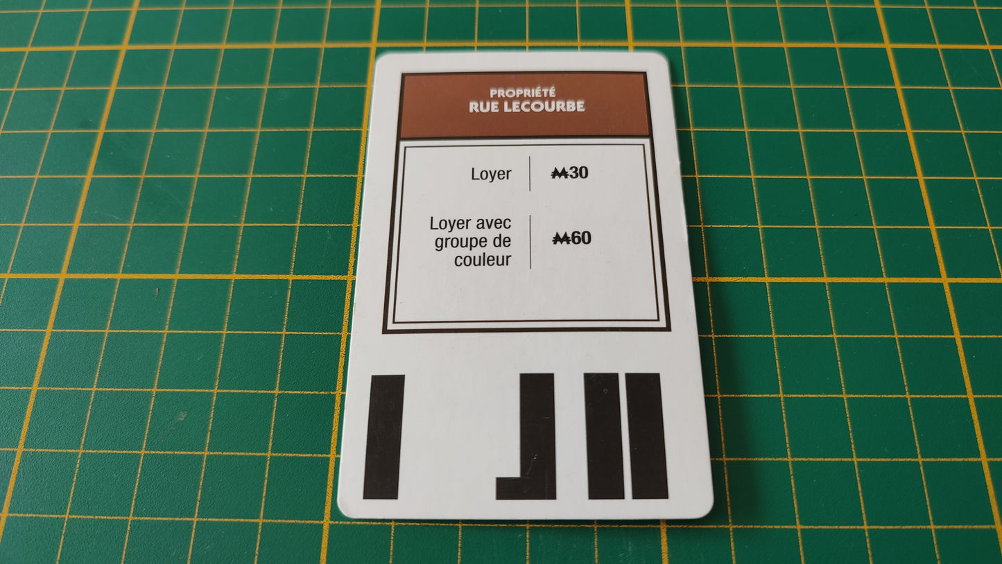 Carte propriété Rue Lecourbe pièce détachée jeu de société Monopoly Super électronique #D75