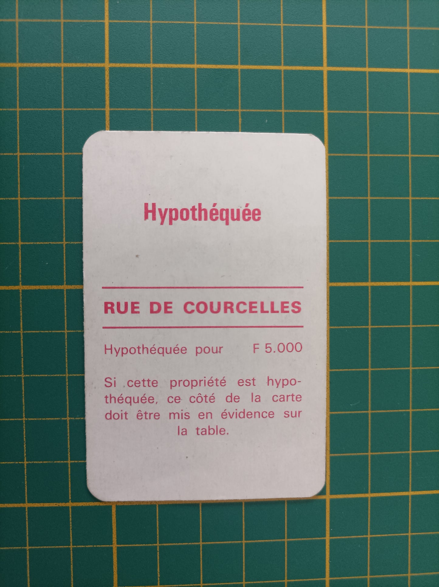 Carte propriété Rue de Courcelles pièce détachée jeu de société Monopoly Miro Meccano #E40