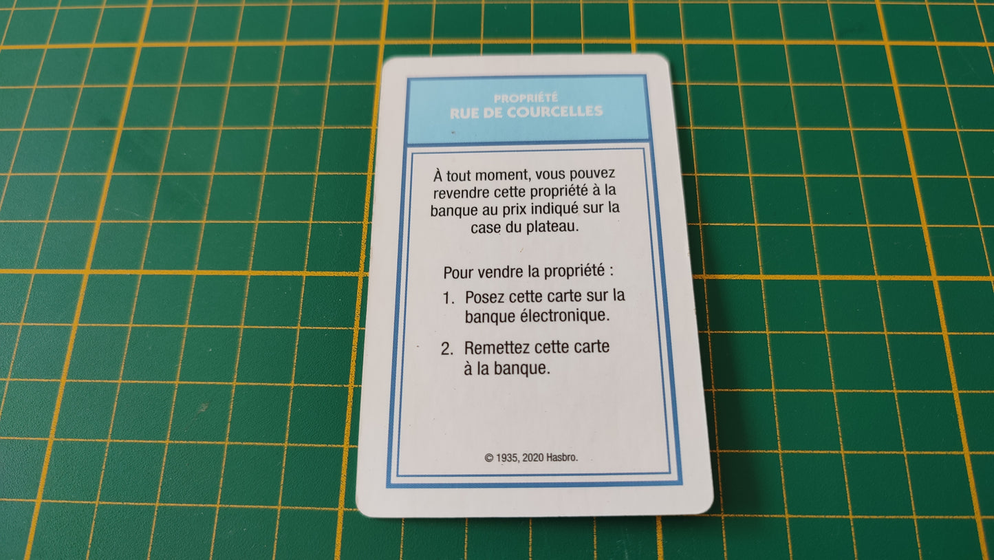 Carte propriété Rue de Courcelles pièce détachée jeu de société Monopoly Super électronique #D75