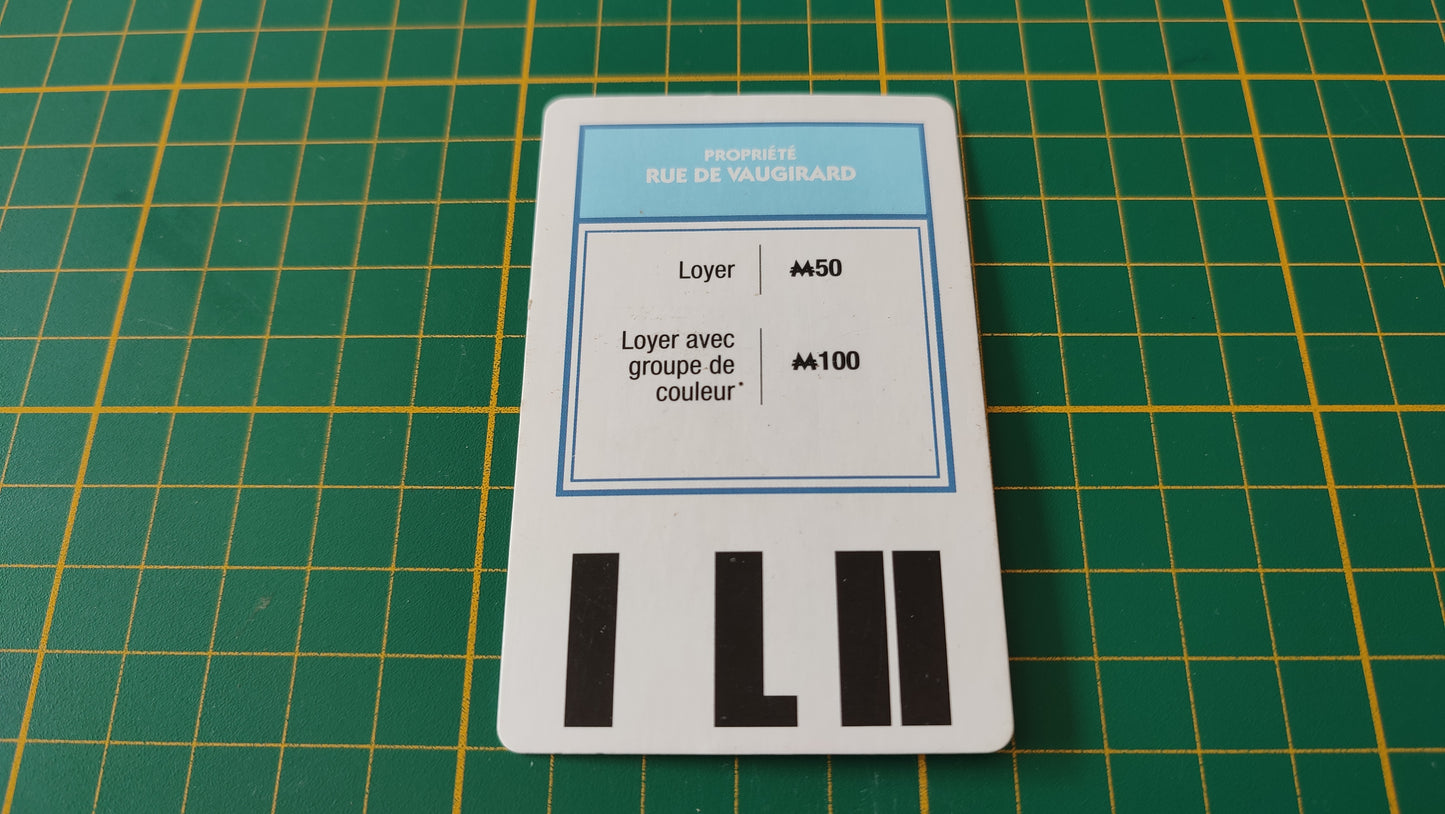 Carte propriété Rue de Vaugirard pièce détachée jeu de société Monopoly Super électronique #D75