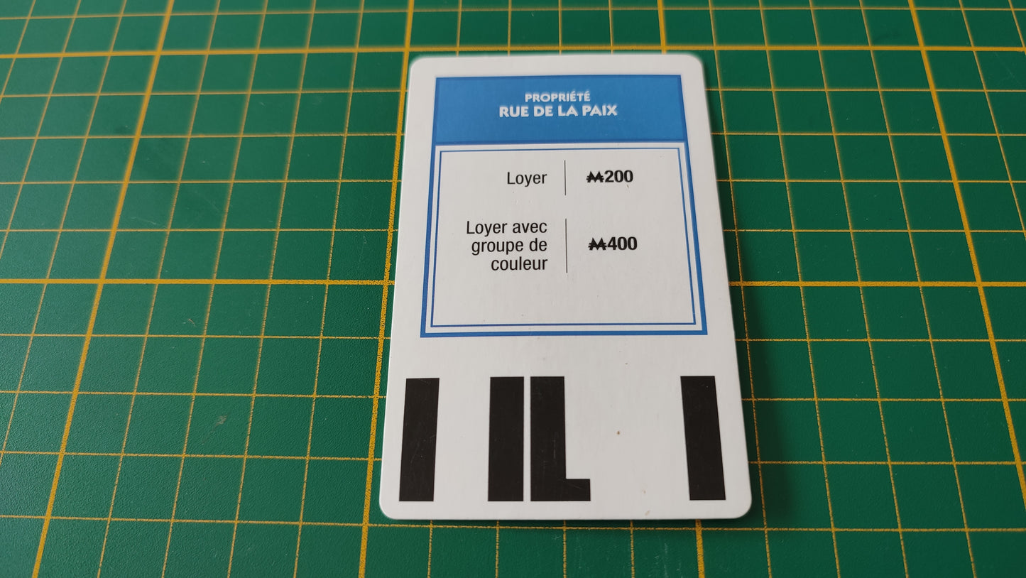 Carte propriété Rue de la Paix pièce détachée jeu de société Monopoly Super électronique #D75