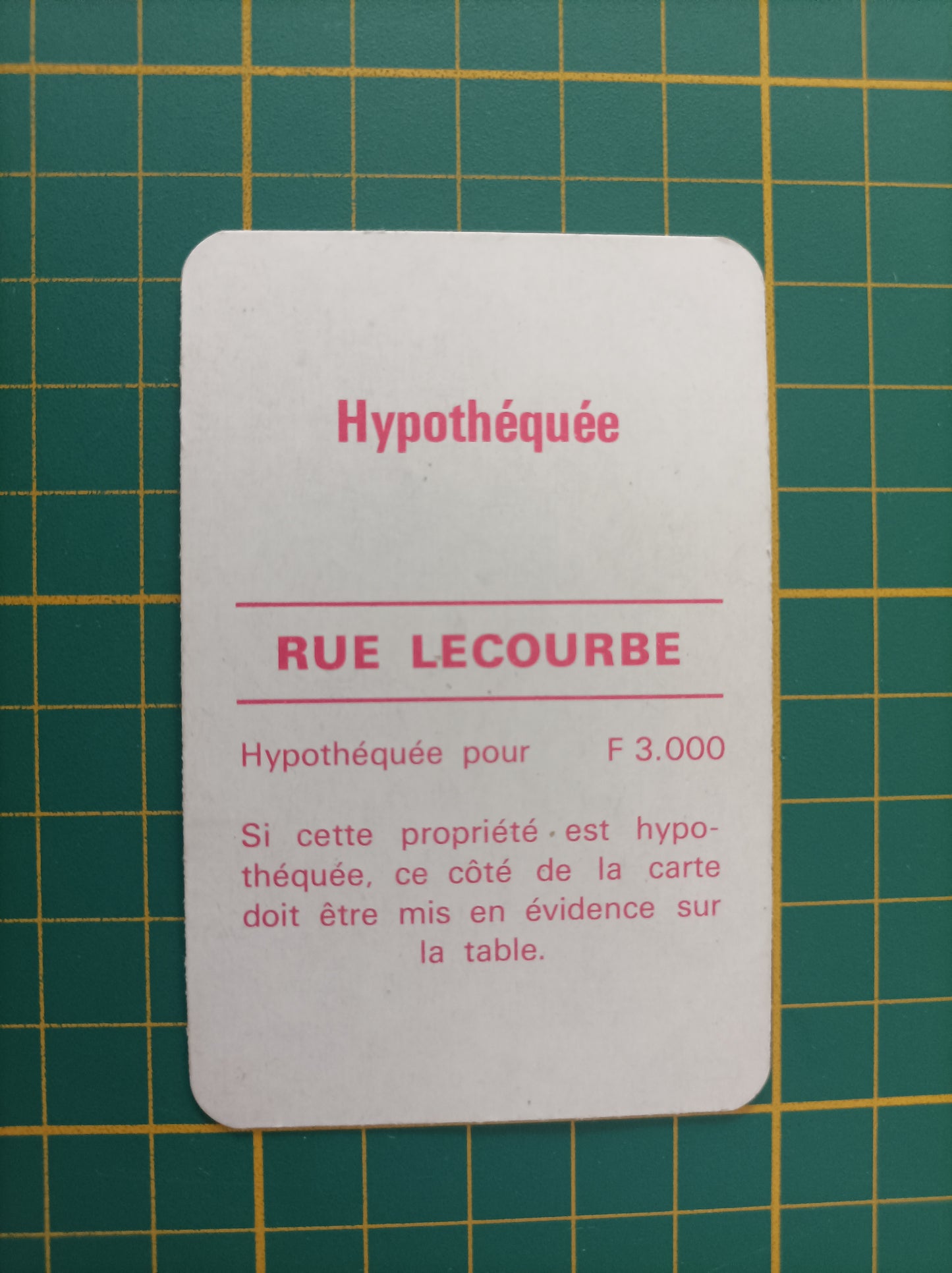 Carte propriété rue Lecourbe pièce détachée jeu de société Monopoly Miro Meccano #E40