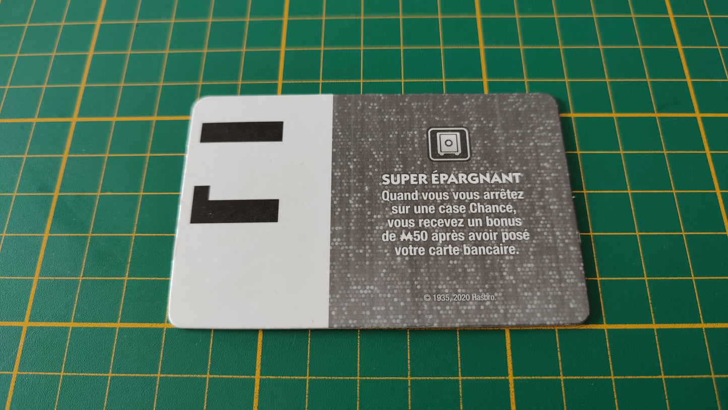 Carte super épargnant pièce détachée jeu de société Monopoly Super électronique #D75