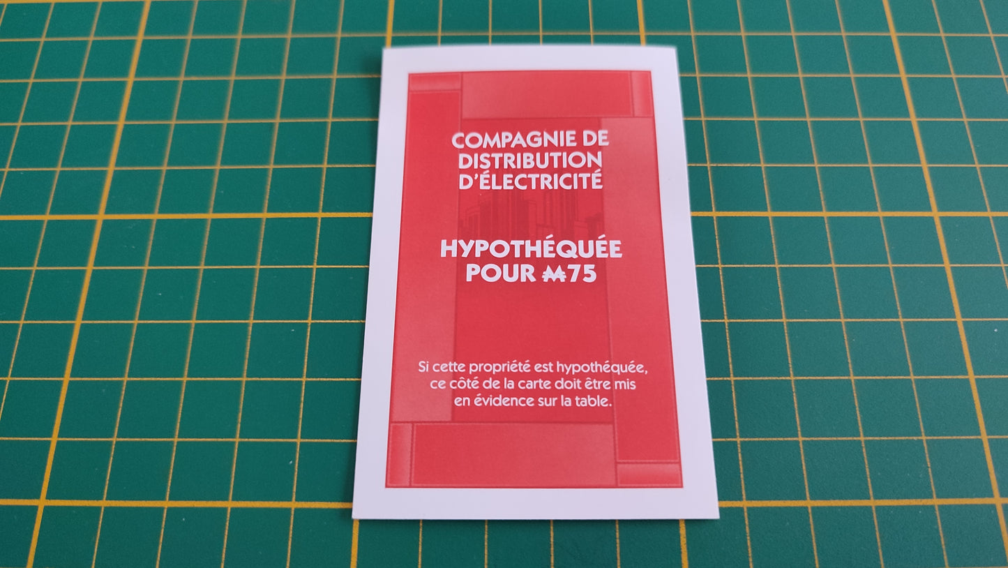 Compagnie de distribution d'électricité pièce détachée jeu de société Monopoly parties rapides Hasbro #C25