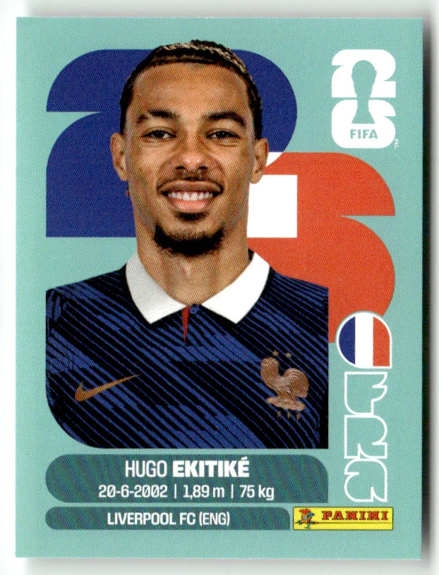 FRA 19 Hugo Ekitike - Sticker autocollant Panini - Équipe de France - Coupe du Monde FIFA 2026 - Pièce détachée