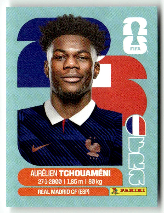 FRA 9 Aurélien Tchouameni Sticker autocollant Panini Coupe du monde 2026 pièce détachée