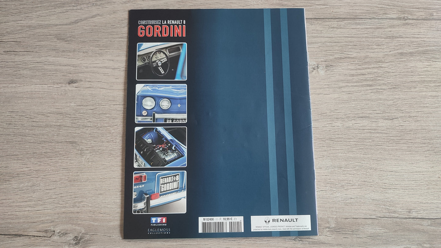 Fascicule numéro 11 n°11 seul sans pièce Renault R8 Gordini 1/8 1/8ème Eaglemoss collections #D08
