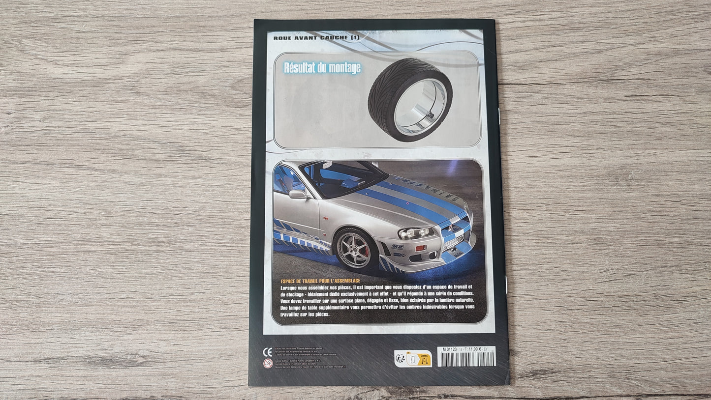Fascicule numéro 15 n°15 seul sans pièce Nissan Skyline GT-R R34 Fast & Furious de Brian O'Conner 1/8 1/8e 1/8ème Altaya #D82