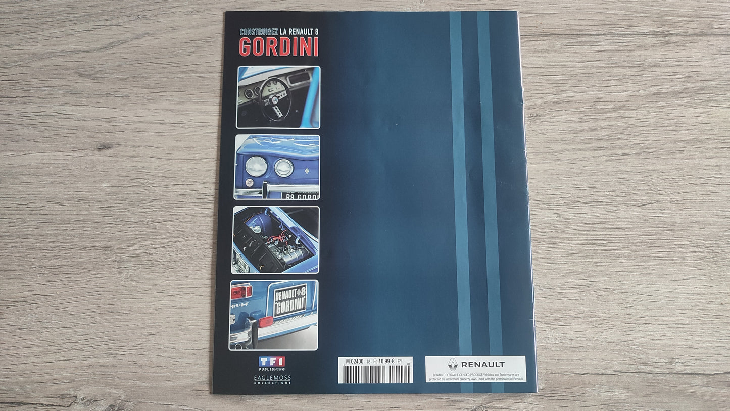 Fascicule numéro 18 n°18 seul sans pièce Renault R8 Gordini 1/8 1/8ème Eaglemoss collections #D08
