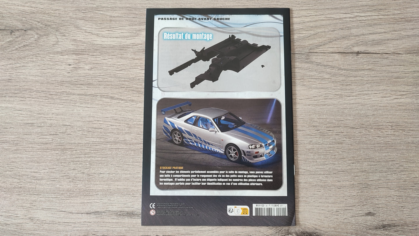 Fascicule numéro 20 n°20 seul sans pièce Nissan Skyline GT-R R34 Fast & Furious de Brian O'Conner 1/8 1/8e 1/8ème Altaya #D82